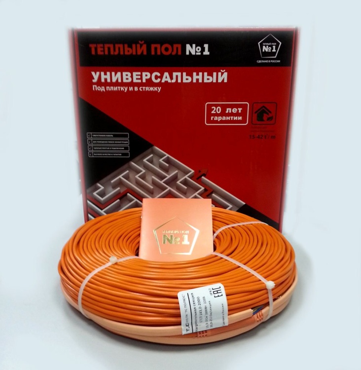 Нагревательный кабель для теплого пола «Теплый пол №1» СТСП-136,0-2400 в стяжку, 136 м, 2400 Вт