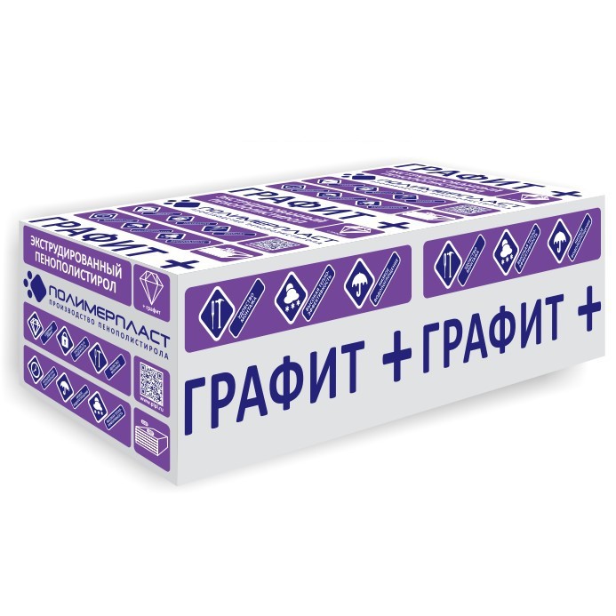 Экструдированный пенополистирол Графит+ ЭПС 35 1180х580х50 мм, 8 шт/уп, 5,48 м²