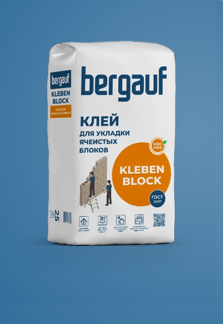 Клей для газобетона и ячеистых блоков Bergauf (Бергауф) Kleben Block, 25 кг